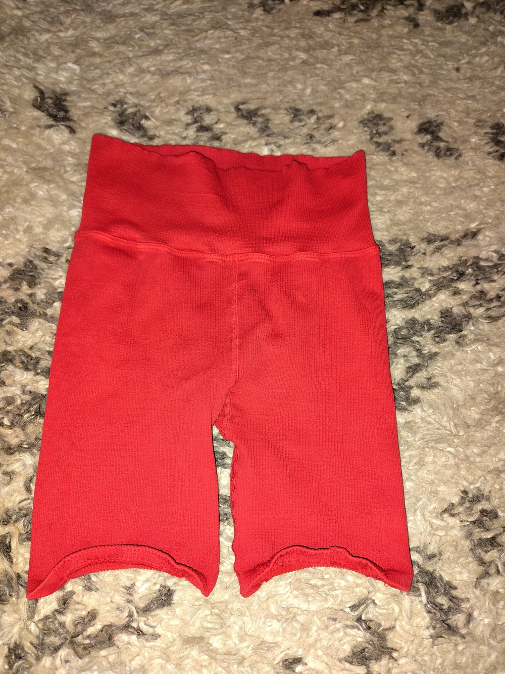 Free People Red Ribbed Bike Shorts
